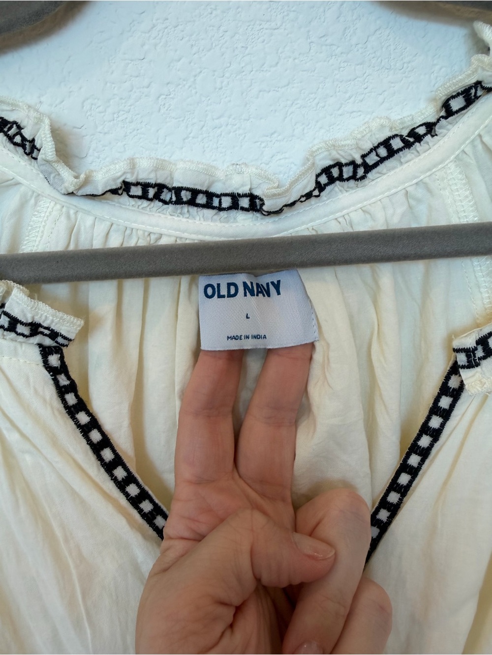 NWT - Old Navy Embroidered Trim Cream Dress - Picture 2 of 4